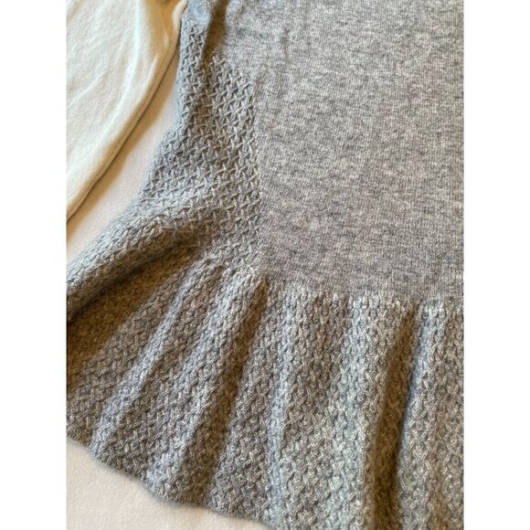 Cashmere Women's Soft Knit Peplum Sweater Gray & Cream Y2K Preppy Academia M - Picture 5 of 8